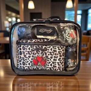 Ed Hardy Black and White Travel Bag Set